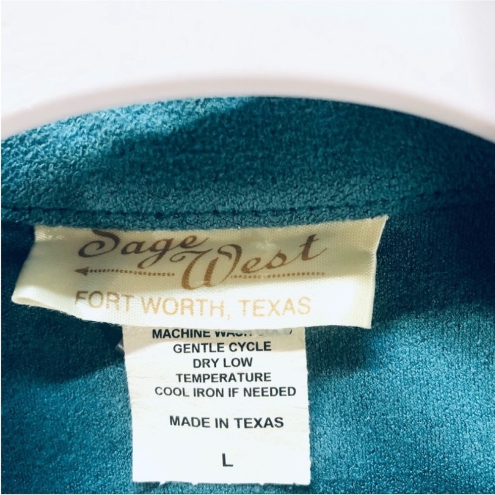 SAGE WEST Teal Vintage Button Down Classic WESTERN Style Shirt Size LARGE - Picture 4 of 11